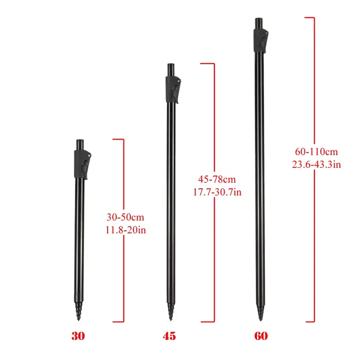 Support de berge aluminium réglable pour alarmes pêche - Tige extensible pour cannes