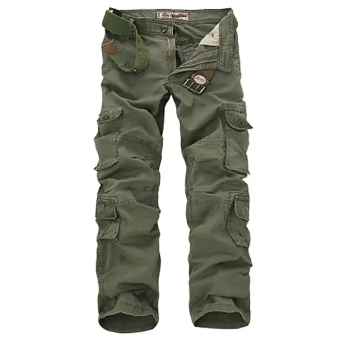 Pantalon cargo mode homme loose coton respirant multi-poches grande taille pêche confort