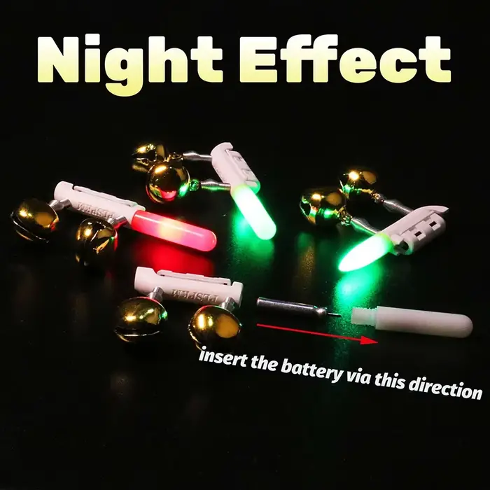 Alarme de touche pour pêche de nuit avec double clochette, capteur et lampe LED rechargeable USB