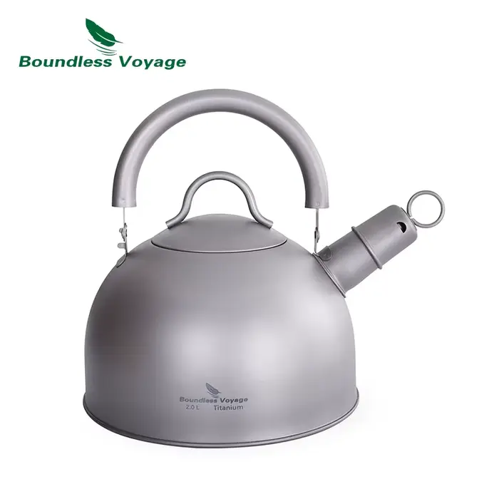 Bouilloire Titane Ultralégère 2L pour Randonnée et Pêche - Pot d'Eau Extérieur Grande Capacité avec Buzzer
