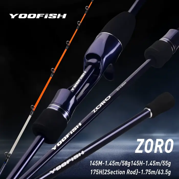Canne coup de vent Yoofish 1.45m/1.75m carbone léger pour pêche au calmar - Pointe titane 65g/72g