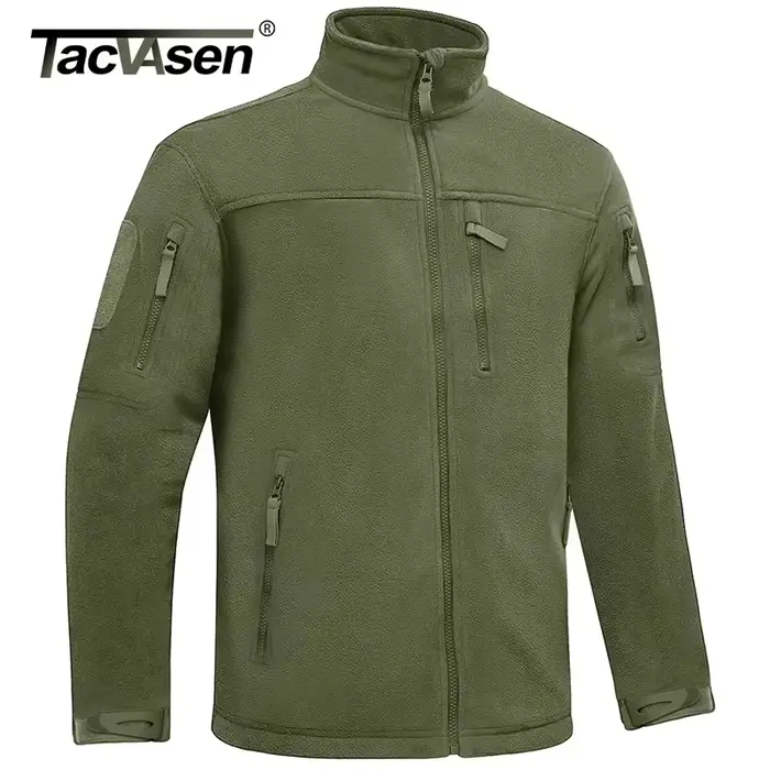 Veste de pêche hiver TACVASEN polaire à fermeture - Veste chaude pêche randonnée avec poches zippées