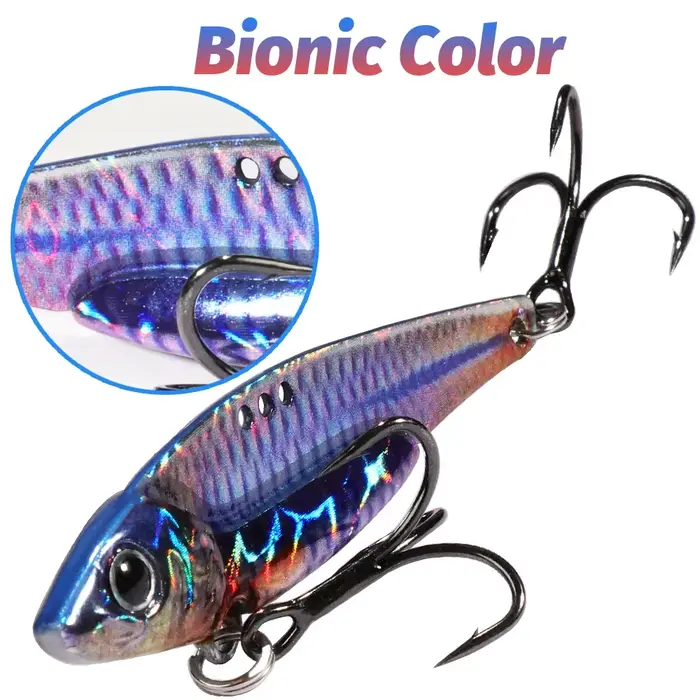 Cuillère spinner métallique VIB 7.5-20g coulant - leurre de pêche en mer avec hameçon triple