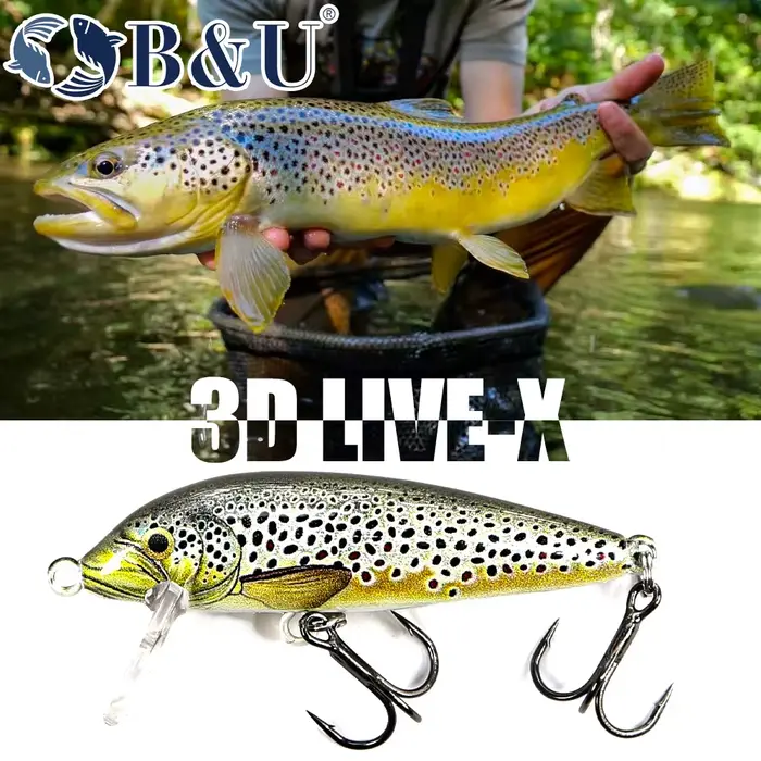 Leurre B&U Sinking Minnow Wobblers pour pêche de la perche, brochet, truite et black bass - Appât dur jerkbait