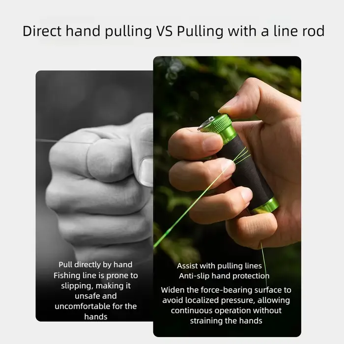 Line Pull Rod Aluminum Alloy,Rubber Anti-Slip,Snag Line Pulling/Hook Tying & Kno