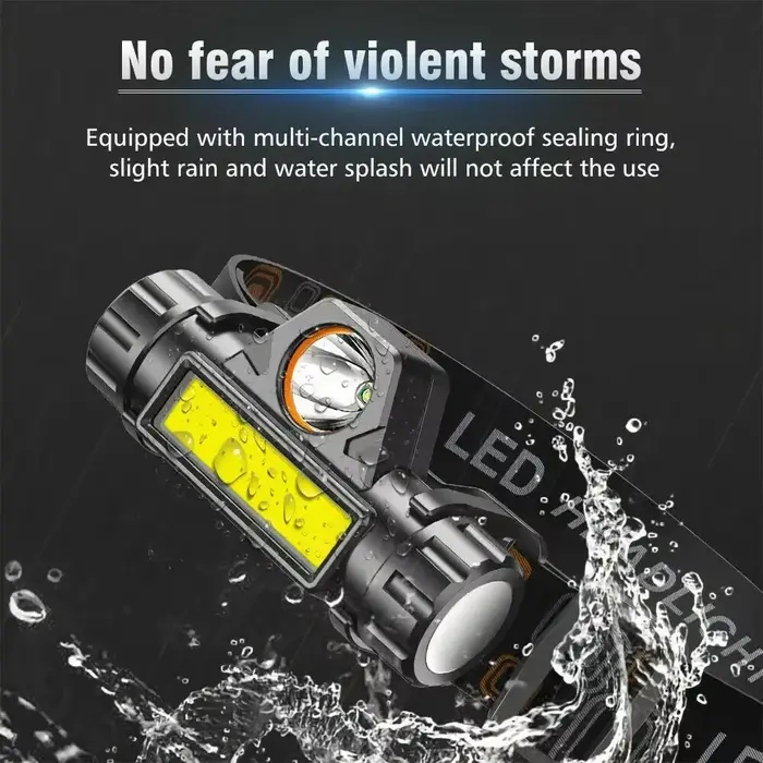 Lot 1-5 lampes frontales COB LED magnétiques étanches pour pêche en mer et rivière