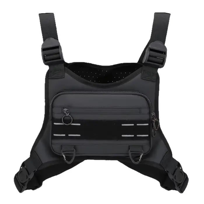 Sac de poitrine running réglable pour randonnée et voyage, holster sécurisé pour équipement de pêche et accessoires outdoor.