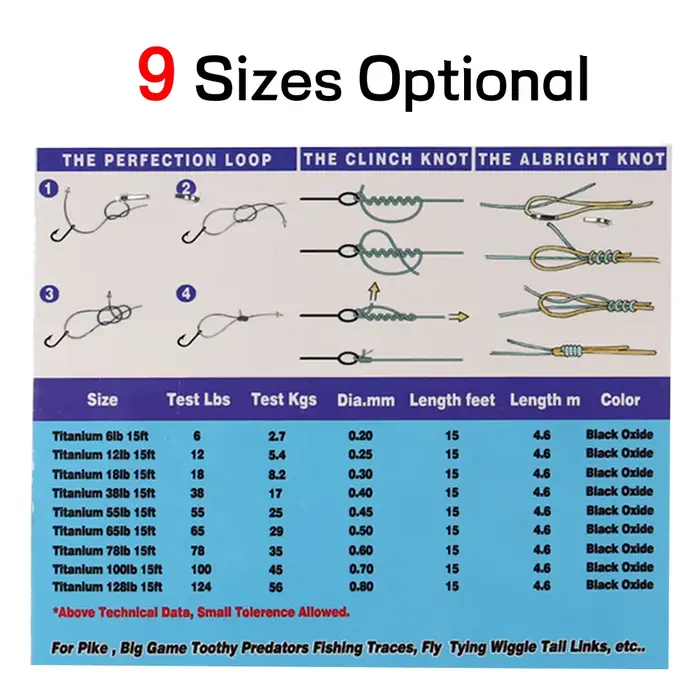 Bas de ligne nickel titane 15ft/4.6m anti-vrillage pour pêche en mer brochet thon wahoo 6LB-124LB