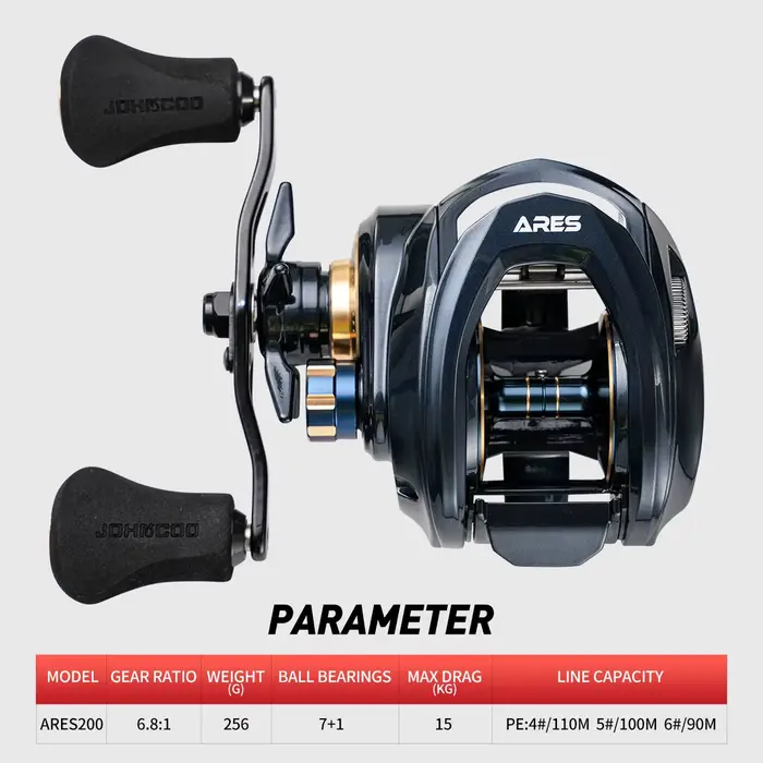 Moulinet baitcasting corps métal drague 15kg 7+1 roulements cadre aluminium pour pêche eau douce et mer
