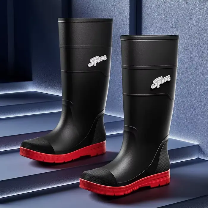 Bottes de pêche hautes imperméables antidérapantes avec bandes réfléchissantes pour sécurité nocturne