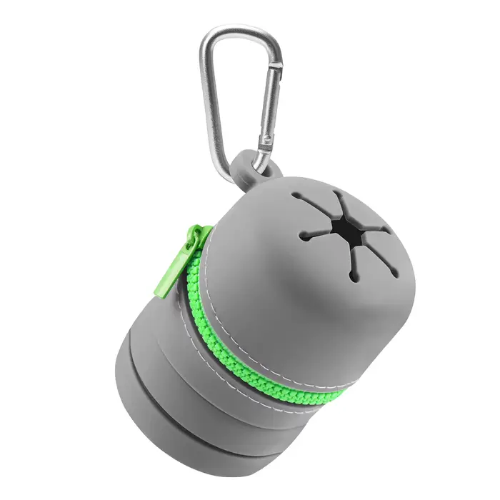 Boîte de pêche à mouche pliable en silicone avec zip, poubelle portable multifonction et mousquetons