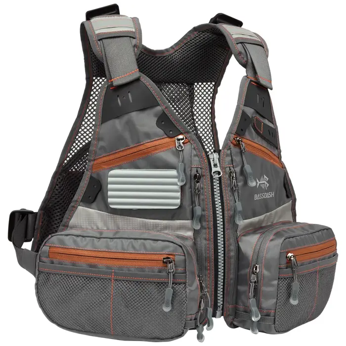 Gilet de pêche à la mouche Bassdash FV09 pour enfant et adolescent, taille ajustable et multiples