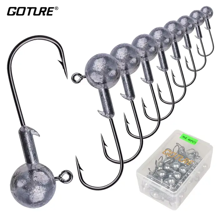 Hameçon plombé Jig Head 1g à 20g pour leurres souples - 20 à 50 pièces pour