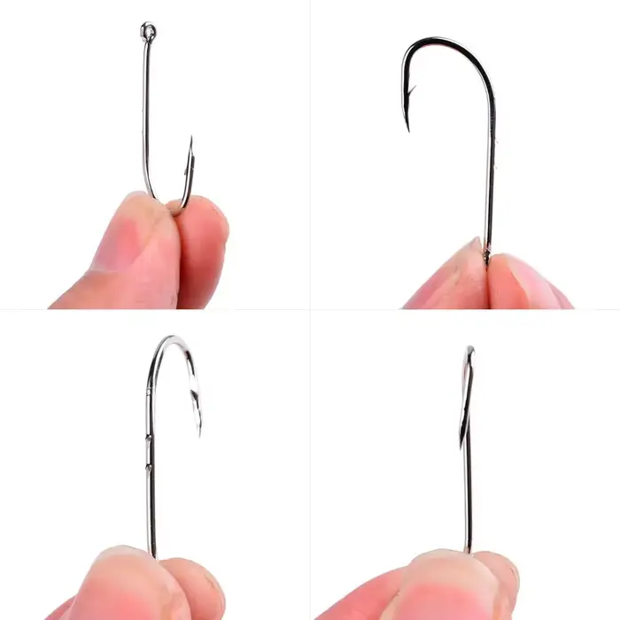 Hameçons longues tiges 50 pièces boîte acier carbone affûtés pour pêche carpe appâts naturels