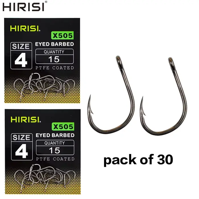 Hameçons carpe 30 pièces PTFE acier carbone barbelés avec œillet accessoires montage X505