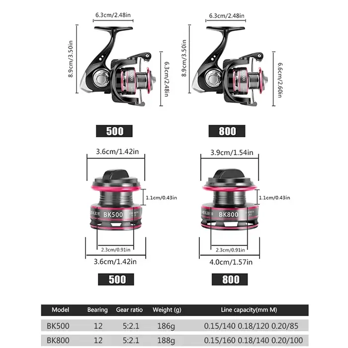 Huidiao 150g Ultralight Spinning Reel 500/800 Series 5.2:1 Gear Ratio Compact Ic