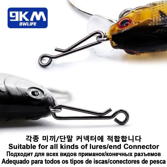 Snaps pêche leurres 50-200 pièces acier inoxydable clips connecteurs appâts crankbait clips coulants