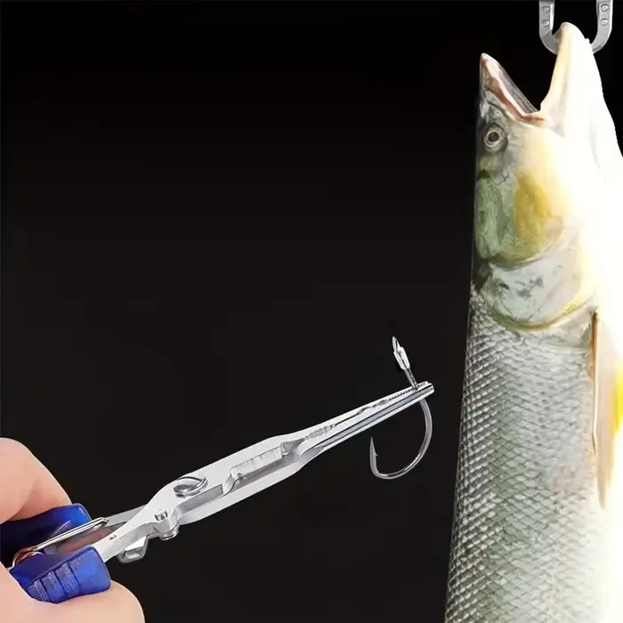 Pince de pêche inox multifonction : dégorgeoir, poignée antidérapante et ciseaux durables