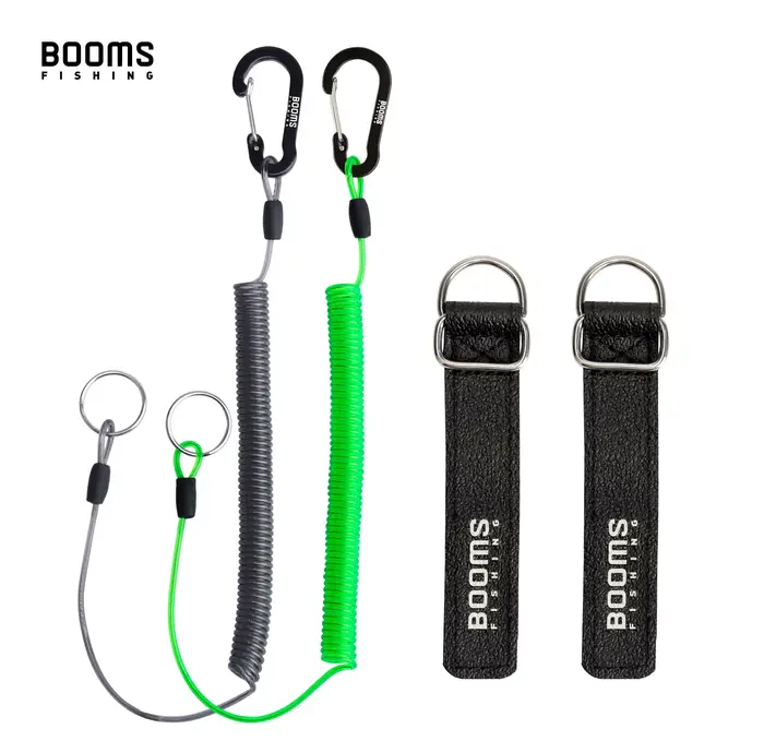 Lanyard de pêche enroulé 2M T01 avec mousqueton pour attacher canne et cordages de bateau