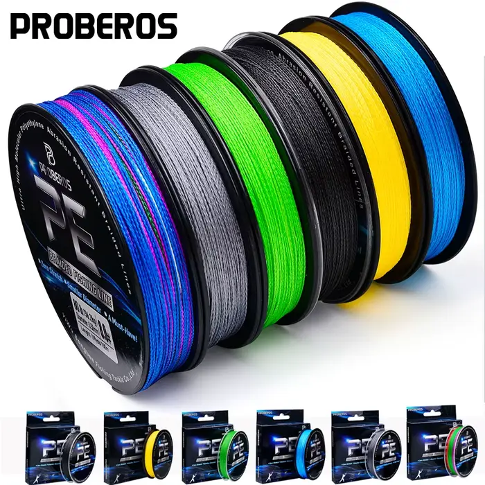 Ligne de pêche tressée Super Strong 100m 4 brins anti-abrasion - 6 à 80LB 6 couleurs disponibles PE