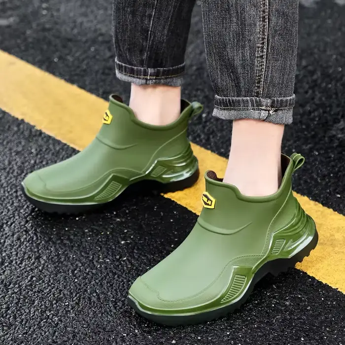 Bottes de pluie militaires vertes hommes sport courtes épaisses antidérapantes pêche EVA semelle