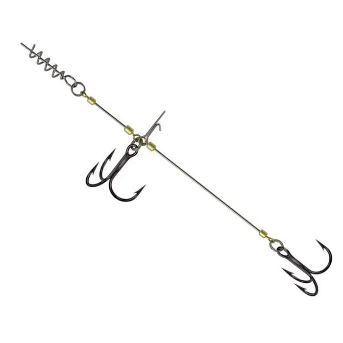 Hameçons assist avec vis et fil d'acier, rigs de pêche barbés pour appâts naturels et leurres