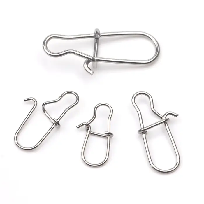 Barrel swivel pêche 304 inoxydable 100 pièces avec snap et hameçon pour leurres et appâts