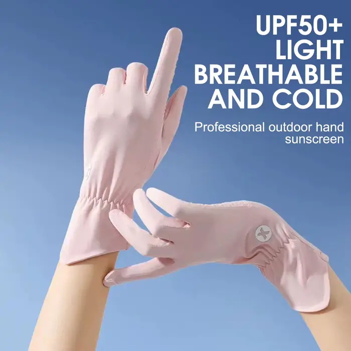 Gants été fraîcheur UV conduite vélo pêche - Soie glacée respirante tactile élastique protection solaire