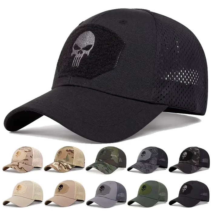 Casquette baseball unisexe broderie crâne pêche printemps automne réglable protection UV