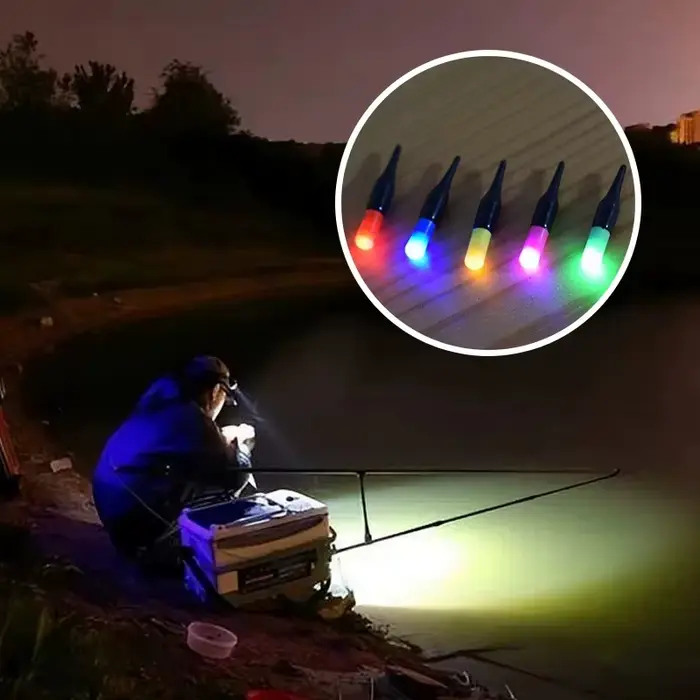 5 queues lumineuses LED pour flotteurs de pêche - bâtons luminescents à changement de couleur