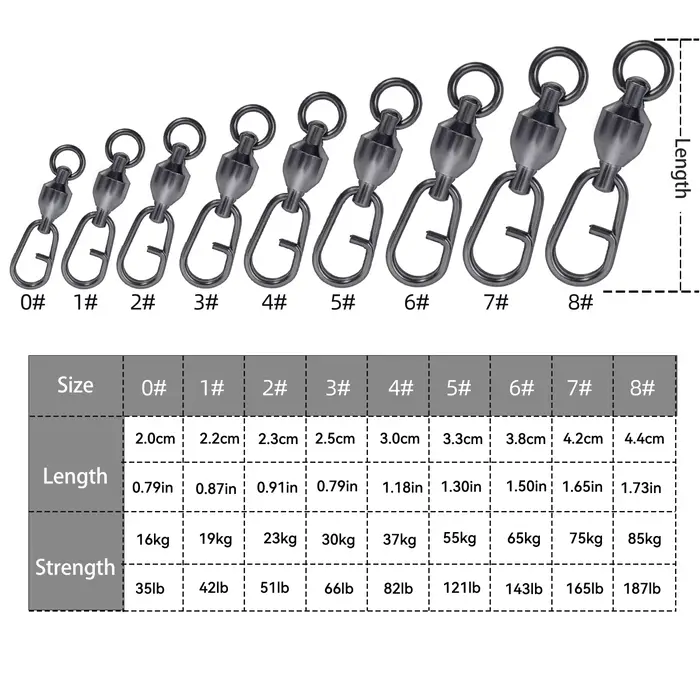 Émerillons snap 9KM 25-100 pièces roulement billes clip power pêche carpe leurres mer