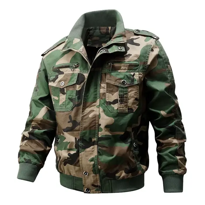 Veste bomber pêche printemps-automne - Coupe-vent camouflage cargo pour pêcheur