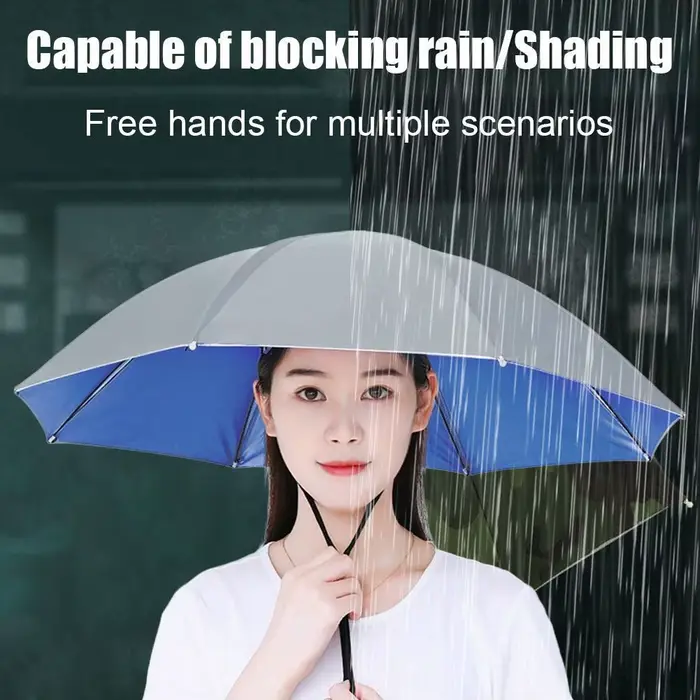 Chapeau parapluie pliable pêche double couche UV protection imperméable plage camping