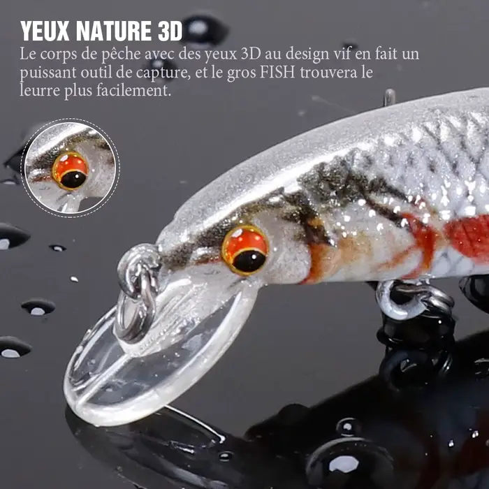 Leurre dur pêche carnassiers VTAVTA Mini Minnow 2g 6g 12g, crankbait flottant pour brochet et perche