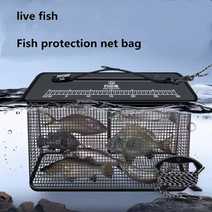 Panier de pêche flottant pliable, filet cage portable pour rangement matériel et poissons vivants