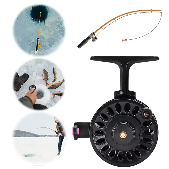 Moulinet de pêche sur glace ABS léger pour truite et brochet - Accessoire hivernal essentiel