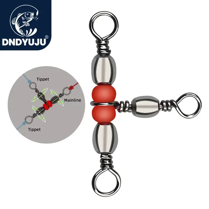 20 connecteurs pêche DNDYUJU à 3 voies avec perles - Émerillons barrel et snap ring pour ligne et leurre