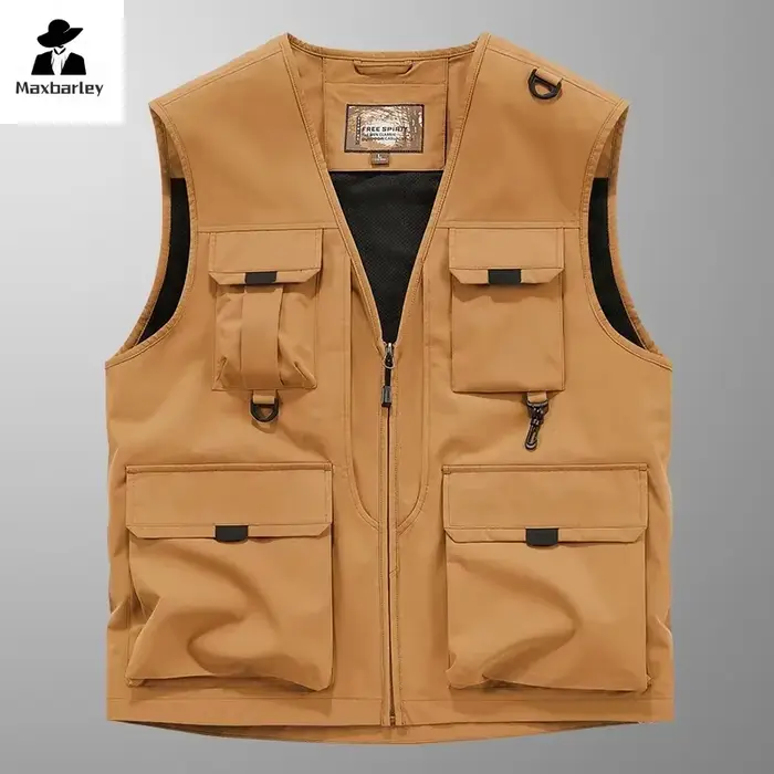 Veste de pêche sans manches Outdoor Casual 2024 - Multi-poches respirante pour photographes et pêcheurs