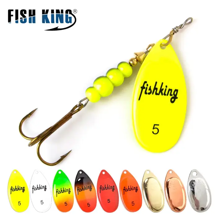 Leurre cuillère métallique Fish King pour brochet, avec hameçons triples et leurres tournants de 3.9g à 15g