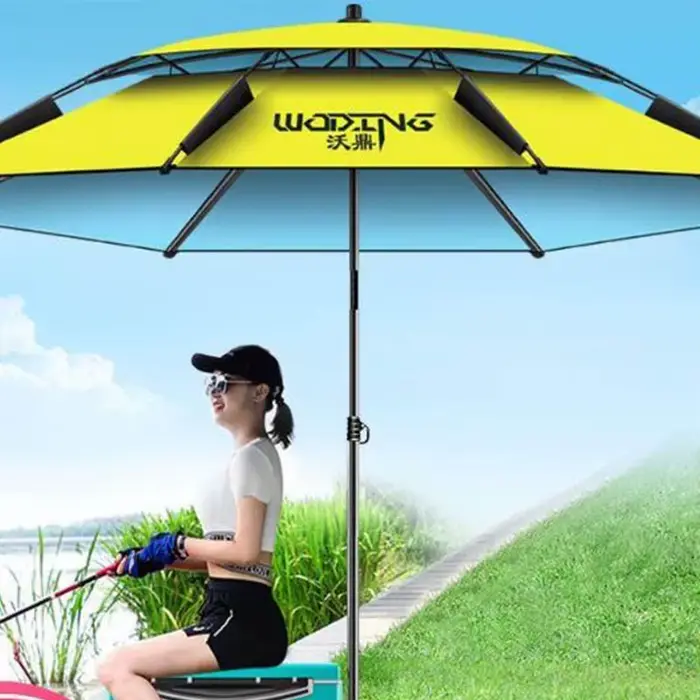 Grand parapluie pêche 2.6m universel imperméable anti-UV anti-vent avec auvent réglable