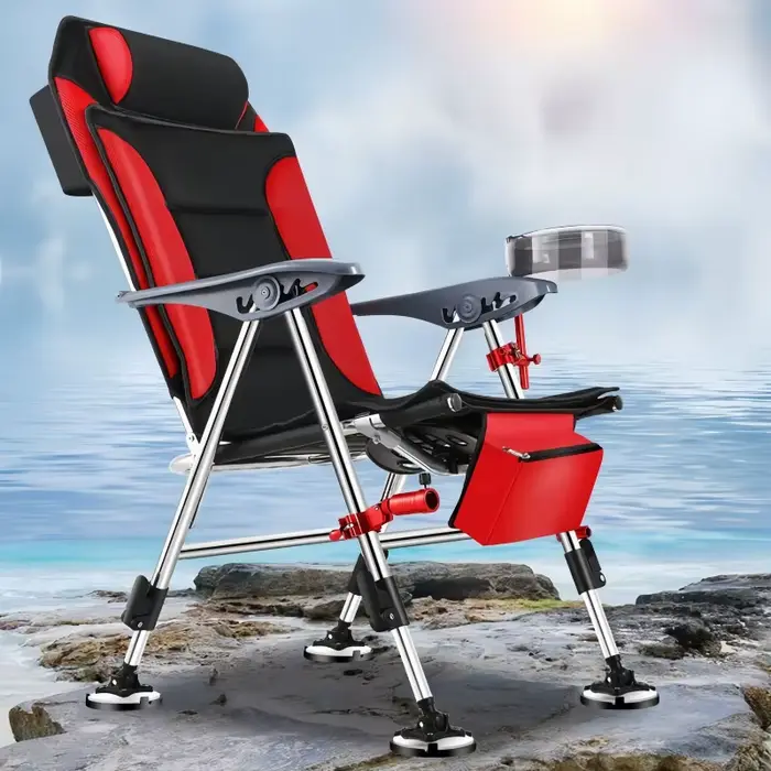 Chaise de pêche pliable et rétractable Outdoor - Siège portable pour camping et plage - Équipement pêche