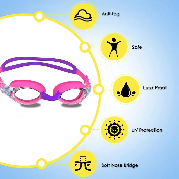 Lunettes de natation enfants haute définition étanches anti-buée silicone best-seller