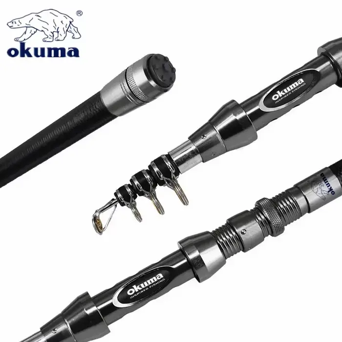 Canne spinning OKUMA New Carbon Rock 1.5-2.7m avec anneaux céramique, pour pêche rocheuse et mer