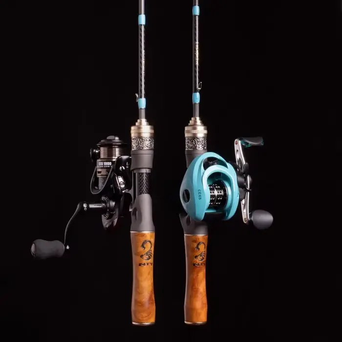 Canne à pêche ultra-légère carbone 1.5-9g pour truite - Manche bois - Spinning/Casting - Ligne 3-6LB