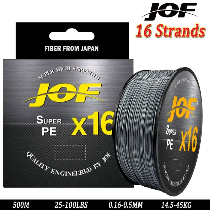 Ligne de pêche JOF X16 16 brins multifilament PE haute résistance 500M pour pêche sportive