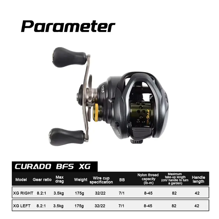 Moulinet Shimano Curado BFS XG 8.2:1 - Système Finesse Tune Break pour pêche légère précise