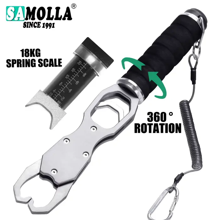 Pinces gripper pêche alliage aluminium 18kg - Rotation 360° réglable - Résistante eau de mer avec balance