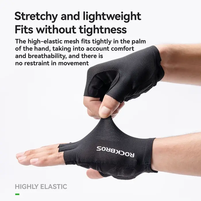 Gants vélo doigts coupés ROCKBROS avec amortisseurs SBR - Gants pêche été anti-dérapants respirants MTB