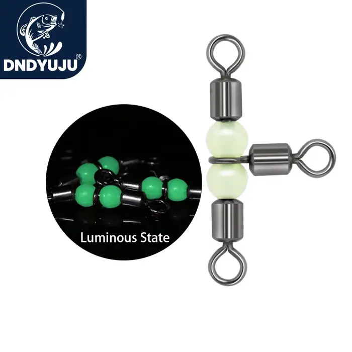 Émerillons DNDYUJU 3 voies avec perles lumineuses - 10 pièces pour montages de pêche et lignes de fond