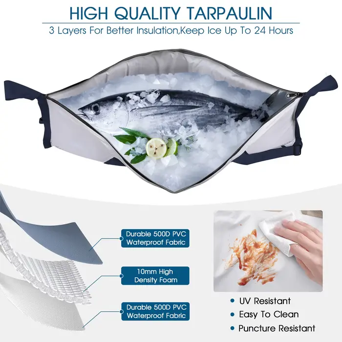 Sac isotherme THKFISH 40 pouces pour poissons vivants - Grande capacité étanche PVC pêche fraîcheur